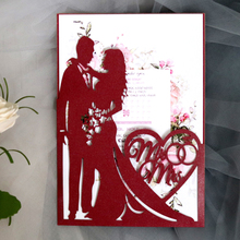 New 10 set Customize Laser Cut Wedding Invitations Card Bride and Groom Greeting Cards Envelopes Wedding Party Supplies 2024 - buy cheap