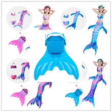 Free shipping 4pcs/Set Summer Girls Kids Mermaid Tails With Monofin Swimming Swimsuit Bikini Bathing Suit Princess Fancy Costume 2024 - buy cheap