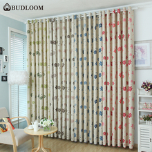 Budloom flowers blackout curtains for bedroom 4 colors floral curtains for living room kids room blue red brown window drapes 2024 - buy cheap