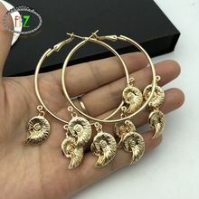 F.J4Z New Arrival Big Hoop Earrings for Women Alloy & Nature Shell Charms Earring Cowries Jewellry Collection Dropship 2024 - buy cheap
