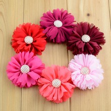 150pcs/lot 2.36" Chiffon Flowers With Button Center For Girls Headbands No Clip Hair Flower Hair Accessories Free shipping MH33 2024 - buy cheap