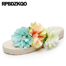 Chanclas de flores de moda para mujer, sandalias de plataforma grandes de talla grande, 5 zapatos de verano, calzado chino de diseñador 2024 - compra barato