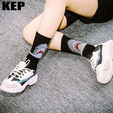 KEP Quente Novo Unisex Tubarão Algodão Mulheres Meias Homem Hop Popular Harajuku Rua Skate Crew Socks Casual Meias Estudante do Sexo Feminino 2024 - compre barato