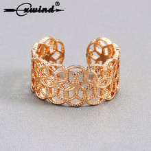 Cxwind Gold Color Hollow Wide Rings for Teen Girls Heart-knot Rings for Women Fashion Finger Statement Jewelry Accessories 2024 - buy cheap