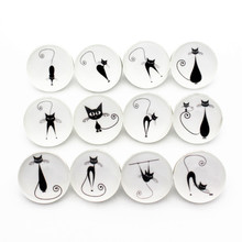 Novidades 10 pingentes de botões de pressão de gato desenho animado 18mm botões de vidro de animais encaixes diy pulseiras de pressão & pulseiras joias de decoração 2024 - compre barato
