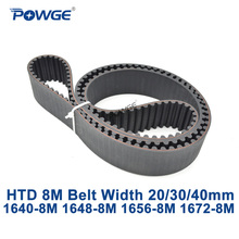 POWGE HTD 8M synchronous Timing belt C=1640/1648/1656/1672 width 20/30/40mm Teeth 205 206 207 209 HTD8M 1640-8M 1656-8M 1672-8M 2024 - buy cheap
