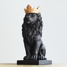 Royal Crown Lion Sculpture Resin Lion King Statue Home Animal Mascot Constellation Decor Art and Craft Ornament Accessories 2024 - buy cheap