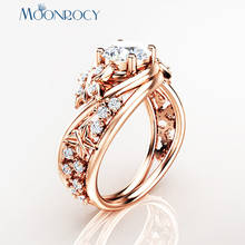 MOONROCY CZ Crystal Rings Vintage Wedding Ring Rose Gold Color Cubic Zirconia Butterfly for Women Girls Gift Drop Jewelry 2024 - buy cheap