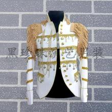 Tassel Pendant Men Suits Designs Masculino Homme Terno Stage Costumes For Singers Men Sequin Blazer Dance Clothes Jacket White 2024 - buy cheap