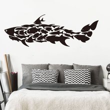 Calcomanía de pared de tiburón grande para habitación de niños, tiburón de dibujos animados bajo el mar, tiburón, pegatina de pared, decoración de vinilo para sala de juegos y dormitorio 2024 - compra barato