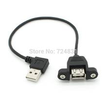 CY 90 градусов правый угловой USB 2,0 A штекер к женскому удлинительному кабелю с панельным креплением Hole20cm 2024 - купить недорого