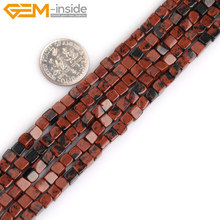 Nature stone black red jaspers square cube beads for Jewelry making strand 15 inch Simi-precious Gem stone bead for bracelet 4mm 2024 - buy cheap
