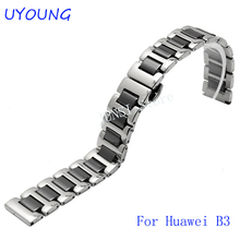 Smart Wrist Strap Ceramics Strap Quality Stainless Steel Watchband 16mm Men Women For HUAWEI B3 2024 - buy cheap