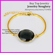 10 Uds nuevo estilo de vidrio negro bracelete pulsera de cuarzo de cristal de vidrio de bisel de cuarzo conector pulsera de Color oro brazalete Unisex 2024 - compra barato