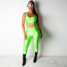 Neon Crop Top And High Waist Pencil Pants 2piece Set Women Casual Sports Trousers Two Piece Suit Fitness Tracksuit Women Sets 2024 - buy cheap