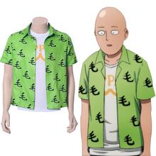 One punch man, camiseta saipu oppai, camiseta verde de manga curta, casual, verão, tops 2024 - compre barato