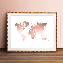 Rose Gold World Map Print Office Decor ,Modern Minimalism World Map Poster Canvas Painting for Living Room Home Wall Art Picture 2024 - buy cheap