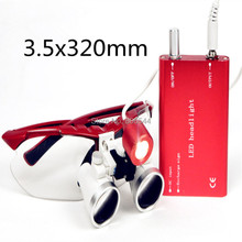 High Quality 3.5X320 red Dentist Dental Surgical Binocular Loupes Optical with Portable LED Head Light Lamp A+O 2024 - buy cheap