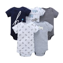 2018 Hot Selling 5pcs newborn infant letter print cotton short sleeves rompers 0-24 baby boy clothes summer baby girls outfits 2024 - buy cheap