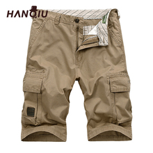 HANQIU 2020 летние мужские шорты-карго, прямые свободные модные хлопковые мужские армейские шорты в стиле милитари, большие размеры 44 2024 - купить недорого