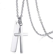 Fate love jewelry  Brand New women Cross with Dog Tag Necklace Pendant Stainless Steel Jewelry 18'' 2024 - buy cheap