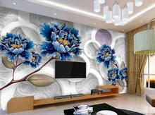 Papel de parede floral personalizado, peônia watkinis, murais 3d modernos para sala de estar, quarto, restaurante, plano de fundo de parede à prova d'água 2024 - compre barato