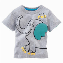 Детская футболка с короткими рукавами и рисунком животных из мультфильма; детская одежда; футболки для мальчиков; хлопковые повседневные футболки 2024 - купить недорого