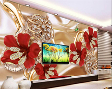 Beibehang-papel de pared rico en joyas, flores, Fondo de TV de moda adecuado para dormitorio interior, sala de estar, papel tapiz decorativo 2024 - compra barato