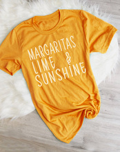Camiseta Margaritas Lime and Sunshine para mujer, playera para beber el día de la playa, añadir sal y Lima, amarilla y rosa, camiseta tumblr con eslogan, tops 2024 - compra barato