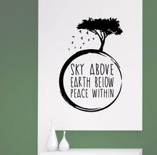Yoga Meditation Wall Decal Sky above Earth below Peace within Quote Wall Sticker Yoga Studio Wallpaper Vinyl Quote Mural AY1729 2024 - buy cheap