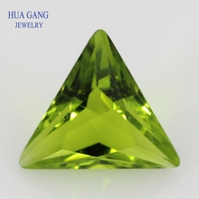 Peridot Triangle Shape Princess Cut Loose Glass Beads Synthetic Gems For Jewelry Size 3x3~8x8mm Free Shipping 2024 - buy cheap