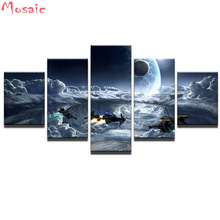 DIY 5D Diamond Embroidery Diamond Mosaic Picture 5 Pieces Spacecraft Landscape Rhinestones Diamond Painting Cross Stitch Kit 2024 - buy cheap