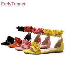 Hot Sales Brand New Sexy Orange Pink Women Casual Sandals Yellow Lady Flats Beach Shoes EH821 Plus Big Small Size 10 31 45 49 52 2024 - buy cheap
