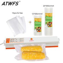 Лучший Вакуумный упаковщик ATWFS, упаковочная машина с рулонами для вакуумной упаковки, 12*500 см + 20*500 см и 15 упаковочных пакетов для пищевых продуктов 2024 - купить недорого