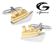 Free Shipping Fashion Cufflinks Gold-color Ship Design Copper Material Men's Gift Cuff Links 2024 - buy cheap
