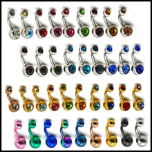 Bog-anel de umbigo cirúrgico, de aço, cristal duplo, strass, anéis de umbigo, piercing ombligo, 5/8mm, piercing de bola 2024 - compre barato