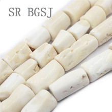 Free Shipping 100% Real Freeform Column White Coral Natural Coral Jewelry Making Large Beads Strand 15" 2024 - buy cheap