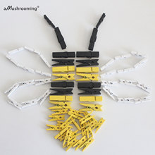 x50 Bumble Bee Themed Party Photo Banner Clips Baby Shower 1st Birthday Wedding Favor Decorations Mini Wooden Clothespins 2024 - buy cheap