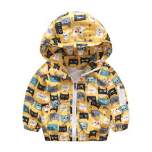 Jaqueta de outono para meninos e meninas, casaco com capuz para crianças, desenho de gato, zíper, blusão esportivo 2024 - compre barato
