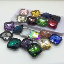 Topstone-pedra de cristal octogonal, 18mm, quadrado, transparente, 22 cores, para escolher 2024 - compre barato