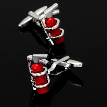 Free shipping, new red fire extinguisher cufflinks fashionable men's shirt cufflinks senior designer exclusive fire logo jewelry 2024 - buy cheap