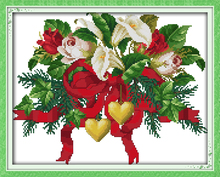 Christmas Bouquets Flower Cotton Canvas Cross Stitch Kits Accurate Printed Embroidery DIY Handmade Needle Work Home Decor 2024 - buy cheap