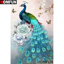 HOMFUN Full Square/Round Drill 5D DIY Diamond Painting "Flower peacock" 3D Diamond Embroidery Cross Stitch Home Decor A19243 2024 - buy cheap