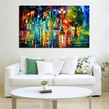 Decorative Canvas Oil Painting Canvas Beautiful Street Night Wall Art Modern Knife Scenery Picture Home Decor No Frame 2024 - buy cheap