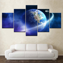 Espaço terra e lua 5 peça wallpapers modular moderno cartaz da arte pintura da lona para sala de estar decoração casa 2024 - compre barato