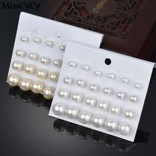 MissCyCy 12 pairs/set Simulated Pearl Earrings For Women Jewelry Bijoux Brincos Pendientes Mujer Fashion Stud Earrings 2024 - buy cheap