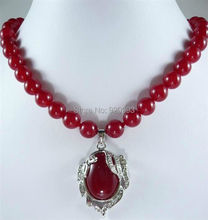 Envío Gratis ** encantador 8mm rojo piedra redonda natural cuentas gemas Oval colgante collar 18" 2024 - compra barato