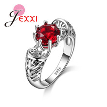 Luxury Fashion Vintage Most Popular 925 Sterling Silver  Red AAA Cubic Zirconia Ring For Women Wedding Jewelry Wholesale 2024 - buy cheap