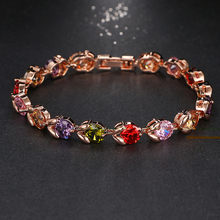 Emmaya Luxury Rose Gold Color Crystal Chain Link Bracelet AAA Zircon CZ   Colorful Bracelets for Women Wedding Jewelry 2024 - buy cheap