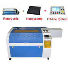 Máquina de corte a laser 6040 pro 80w, máquina de corte a laser com eixo rotativo e sistema off-line para vidro 2024 - compre barato